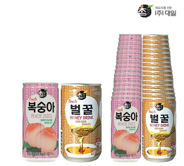 참맑은 복숭아+벌꿀 혼합 175ml x (각15개)총30개