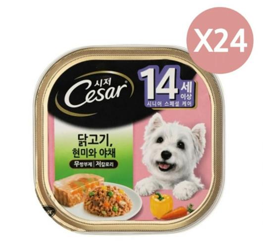 강아지 닭고기 습식 캔 100g 24P 시저 통조림 노견